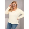 Moteriška Plus Size palaidinė su V formos iškirpte, geltonos spalvos