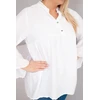 Moteriška Plus Size palaidinė su V formos iškirpte ir rauktomis rankovėmis, balta