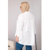 Moteriška Plus Size palaidinė su V formos iškirpte ir rauktomis rankovėmis, balta