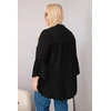 Moteriška Plus Size palaidinė su V formos iškirpte ir rankovėmis su raukiniais, juoda