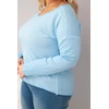 Moteriška Plus Size palaidinė su V formos iškirpte ir ilgesne nugara, mėlynos spalvos