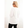 Moteriška Plus Size palaidinė su V formos iškirpte ir ilgomis rankovėmis, balta
