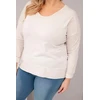 Moteriška Plus Size palaidinė su V formos iškirpte ir ilgesne nugara, smėlio spalvos