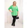 Moteriška Plus Size palaidinė su V formos iškirpte, šviesiai žalios spalvos