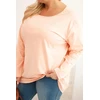Moteriška Plus Size palaidinė su valtine iškirpte, persikinės spalvos