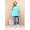 Moteriška Plus Size palaidinė su vandens iškirpte, mėtų spalvos