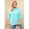 Moteriška Plus Size palaidinė su vandens iškirpte, mėtų spalvos