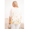 Moteriška Plus Size palaidinė trumpomis rankovėmis su gėlių raštu, geltona
