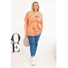 Moteriška Plus Size palaidinė trumpomis rankovėmis su kišene, oranžinė