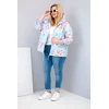 Moteriška Plus Size pavasarinė pikota striukė su gobtuvu ir gėlių raštu, mėlynos spalvos