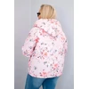Moteriška Plus Size pavasarinė pikota striukė su gobtuvu ir gėlių raštu, pudrinės rožinės spalvos