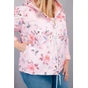 Moteriška Plus Size pavasarinė pikota striukė su gobtuvu ir gėlių raštu, pudrinės rožinės spalvos