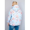 Moteriška Plus Size pavasarinė pikota striukė su gobtuvu ir gėlių raštu, mėlynos spalvos