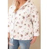 Moteriška Plus Size pavasarinė striukė su gėlių raštu, kapučino spalvos