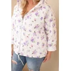 Moteriška Plus Size pavasarinė striukė su gėlių raštu, violetinės spalvos