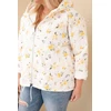Moteriška Plus Size pavasarinė striukė su gėlių raštu, geltonos spalvos