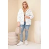Moteriška Plus Size pavasarinė striukė su gėlių raštu, mėlynos spalvos