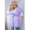 Moteriška Plus Size pikota liemenė su diržu ir apykakle, šviesiai violetinės spalvos