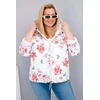 Moteriška Plus Size pikota pavasarinė striukė su gobtuvu, baltos spalvos