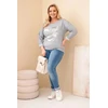 Moteriška Plus Size pilka palaidinė su spaudiniu ir ilgesne nugara