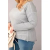 Moteriška Plus Size pilka palaidinė su V formos iškirpte ir ilgesne nugara