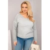 Moteriška Plus Size pilka palaidinė su V formos iškirpte ir ilgesne nugara