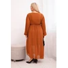 Moteriška Plus Size plisuota suknelė su ilgomis rankovėmis, kapučino spalvos