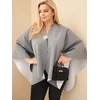 Moteriška Plus Size pončo narzutka su sage, pilkos spalvos