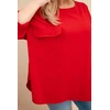 Moteriška Plus Size raudona palaidinė su medvilne ir kišene