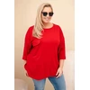 Moteriška Plus Size raudona palaidinė su medvilne ir kišene