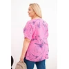 Moteriška Plus Size rožinė palaidinė trumpomis rankovėmis su kišene