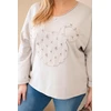 Moteriška Plus Size smėlio spalvos palaidinė V formos iškirpte