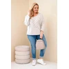 Moteriška Plus Size smėlio spalvos palaidinė V formos iškirpte