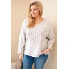 Moteriška Plus Size smėlio spalvos palaidinė V formos iškirpte