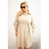Moteriška Plus Size smėlio spalvos suknelė iš ekoodos su diržu ir apykakle