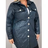 Moteriška Plus Size striukė su apykakle ir kišenėmis, tamsiai mėlyna