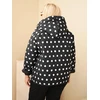 Moteriška Plus Size striukė su gobtuvu ir taškuotu raštu, juoda