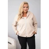 Moteriška Plus Size striukė su gobtuvu ir reguliuojama apačia, smėlio spalvos