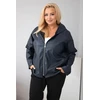Moteriška Plus Size striukė su gobtuvu ir reguliuojama apačia, tamsiai mėlyna