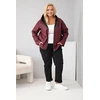 Moteriška Plus Size striukė su gobtuvu ir reguliuojama apačia, bordo spalvos