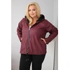 Moteriška Plus Size striukė su gobtuvu ir reguliuojama apačia, bordo spalvos