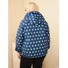 Moteriška Plus Size striukė su gobtuvu ir taškuotu raštu, tamsiai mėlyna