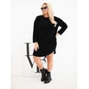Moteriška Plus Size štruksinė suknelė, juodos spalvos
