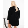 Moteriška Plus Size štruksinė suknelė, juodos spalvos