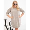 Moteriška Plus Size štruksinė suknelė, smėlio spalvos