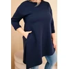 Moteriška Plus Size suknelė iš viskozės, tamsiai mėlyna