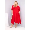 Moteriška Plus Size suknelė su asimetrišku kraštu, raudonos spalvos
