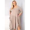Moteriška Plus Size suknelė su asimetrišku apačios kraštu, kapučino spalvos