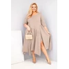 Moteriška Plus Size suknelė su asimetrišku apačios kraštu, kapučino spalvos