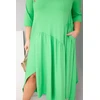 Moteriška Plus Size suknelė su asimetrišku apačios kraštu, šviesiai žalios spalvos